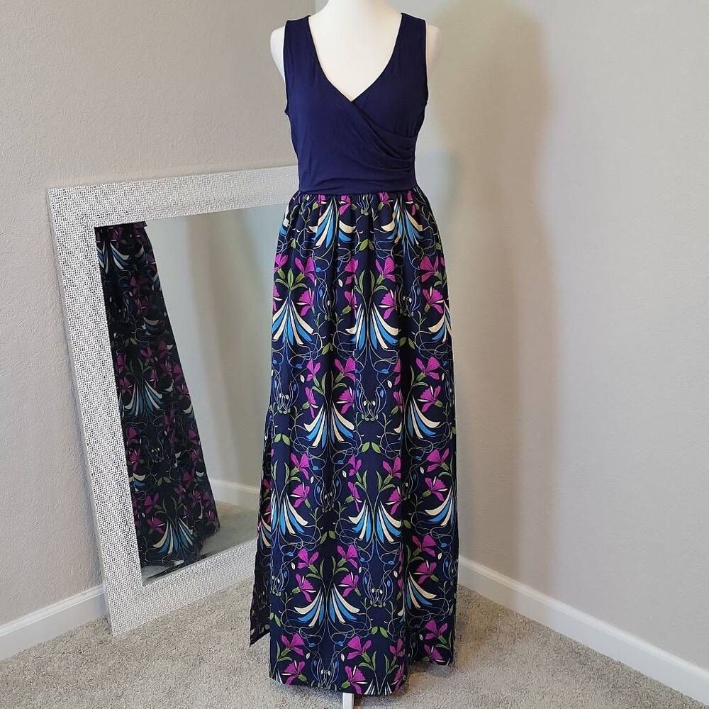 ModCloth Faux Wrap Sleeveless Maxi Dress  Floral Size S